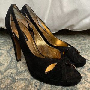 Claudia Ciuti Black Suede Peep Toe Heel